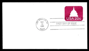 HICK GIRL-BEAUTIFUL F.D.C U.S. POSTAL STATIONARY SC#U601 CAPITAL DOM A1 - Picture 1 of 1
