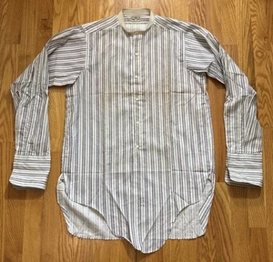 Antikes ACE 14 1/8 Herren Hemd gestreift 20er 30er Jahre Art Deco Kragenlos Knopfleiste - Bild 1 von 24
