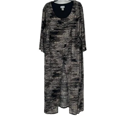 Blusa Plumero Larga Catherines Negra Dorada Tejido Abierto Artístico Mangas 3/4 Talla 28W Foto 1 de 4