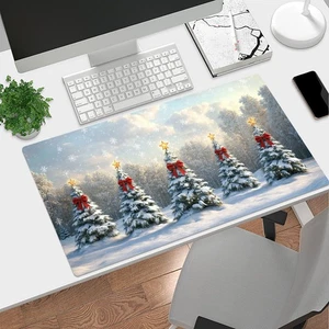 Winter Red Bow Green Christmas Tree Desk Mat for Keyboard and Mouse Desk Pad - Picture 1 of 6