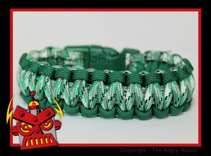 550 Paracord Survival Bracelet Cobra - Kelly Green & Green Camo - Green Buckle - Picture 1 of 1