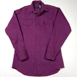 15.5 34 Vintage 90s WRANGLER Brushpopper Western Button Shirt Purple Magenta - Picture 1 of 5