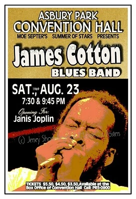 JAMES COTTON 1969 Asbury Park NJ CONVENTION HALL POSTER Jersey Shore Legends - Image 1 of 2