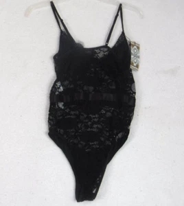 Boohoo Women’s Sexy Lingerie Black Eyelash Lace Waist Detail Bodysuit Size Small - Picture 1 of 15