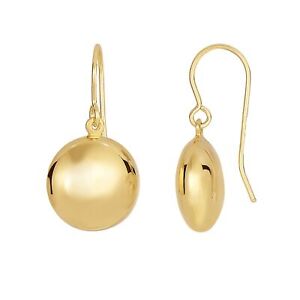 14K Yellow Gold Polished Round Drop Earrings Fine Jewelry