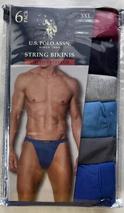 6PK-U.S. POLO ASSN. MEN'S COTTON STRETCH STRING BIKINI UNDERWEAR,3XL (48-50) - Picture 1 of 7