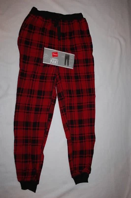 Pantalones de chándal para hombre ROJOS NEGROS A CUADROS tejido gofre puños acanalados salón S 28-30 Foto 1 de 2