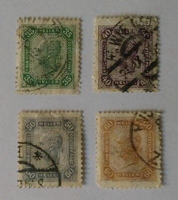Estampillas de Austria, 1905-07, sc#101-04, usadas, con números blancos Foto 1 de 2