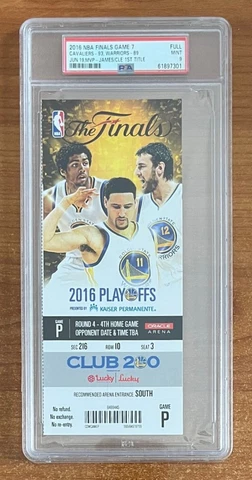 PSA MINT 9 - LEBRON JAMES 2016 NBA FINALS Game 7 TICKET CAVALIERS LAKERS "BLOCK" Cover