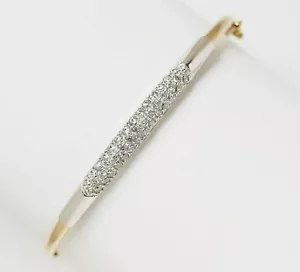 Eleganter Damen - Armreif 14 Karat 585 Gold 5,91 g Gelbgold Weißgold 43 Zirkone - Bild 1 von 5