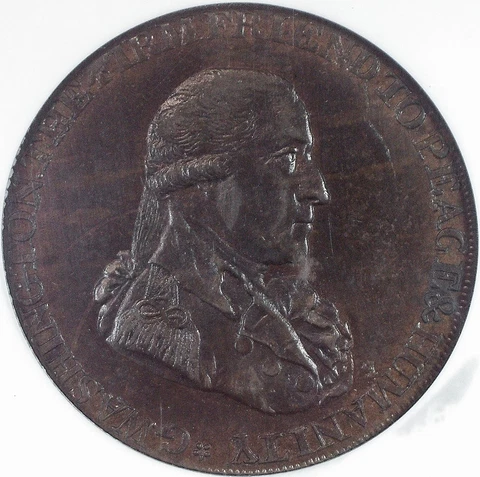1795 1/2P WASHINGTON-GRATE Token, NGC MS65BN Cover