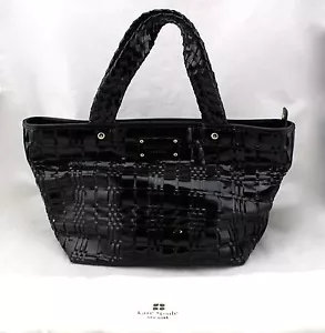$695 KATE SPADE Negro Patente Cuero Tejido Bolso de Hombro Comprador Nuevo con Etiquetas - Imagen 1 de 7