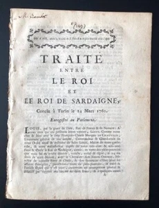 Traité entre le Roi et le Roi de Sardaigne conclu à Turin le 24 mars 1760 - Bild 1 von 4