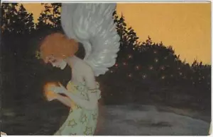 Christmas Angel Holding a Glowing Light Raphael Kirchmer German Postcard #5213 - Picture 1 of 2