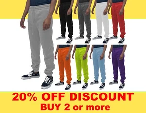 MENS 2 POCKET PLAIN SWEAT FLEECE CASUAL JOGGERS PANTS NWT - Picture 1 of 17