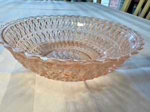 Vintage Blush Pink Depression Glasschale - geschliffenes Rautenmuster - 8,5" Durchmesser - Bild 1 von 4