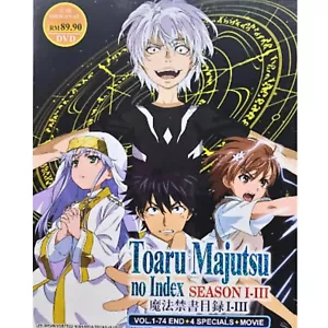 DVD Anime Toaru Majutsu no Index Season 1-3 (Vol. 1-74 End) + 4 Specials+Movie - Picture 1 of 6