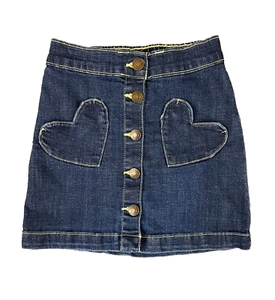 Tucker & Tate Denim Blue Jean Skirt Girls 5 Heart Pockets Button Down Clothes - Picture 1 of 4