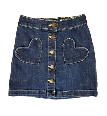 Tucker & Tate Denim Blue Jean Skirt Girls 5 Heart Pockets Button Down Clothes - Image 1 of 4