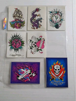 Ed Hardy 5x Tatuajes Temporales 2x Pegatinas Amor Mata Lentamente Rosa Barco Calavera Logo Foto 1 de 4