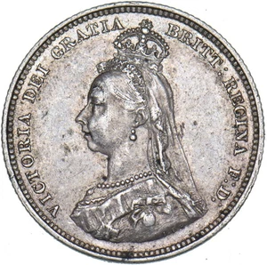 1887 Schilling - Victoria British Silver Coin - sehr schön - Bild 1 von 2