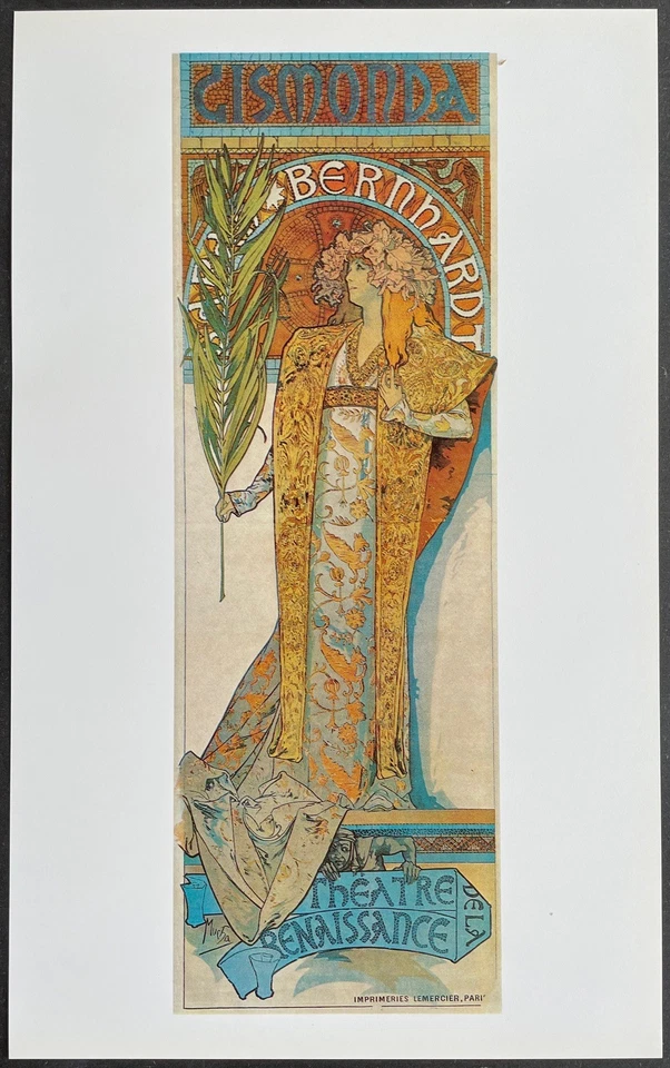 Gismonda Sarah Bernhardt par Alfons Maria Mucha vers 1894 Reproduction de 1987 - Photo 1/1