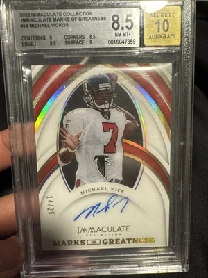 2022 Immaculate Collection #IMG-MVI Michael Vick Marks of Greatness Auto 18/25 - Image 1 of 2