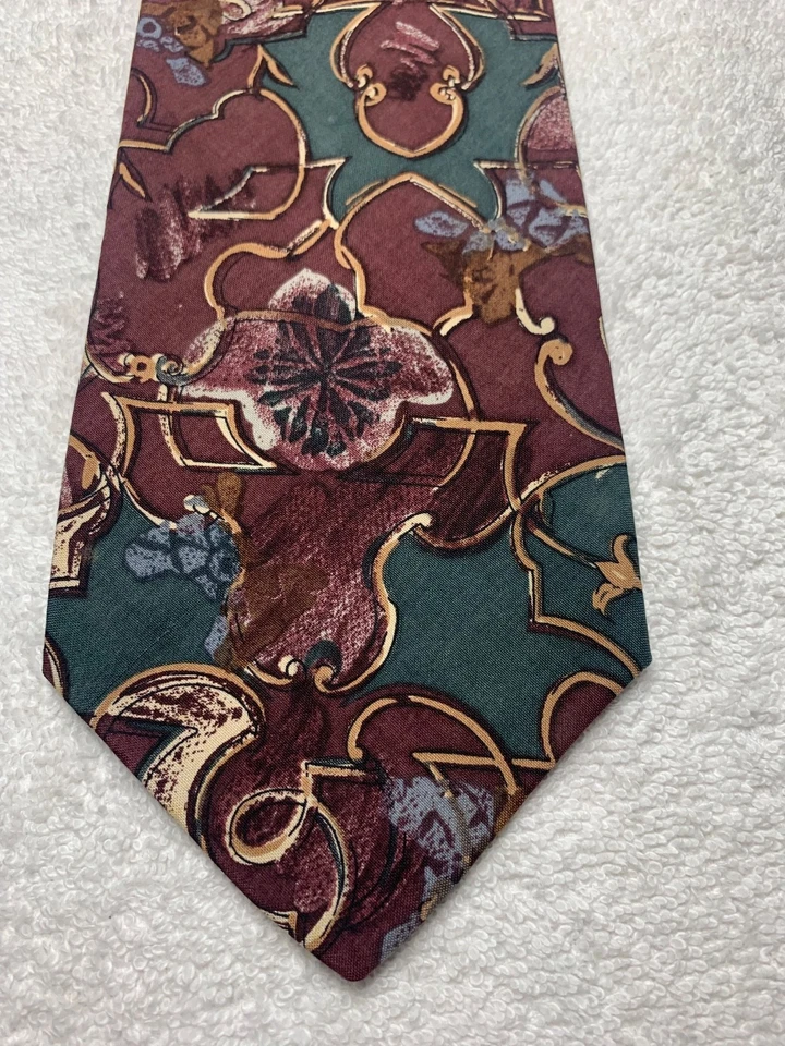 BAJO HOMBRE CORBATA BORGOÑA VERDE MARRÓN ORO 4 X 58 Foto 1 de 4