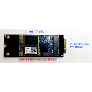 Apple 2012 MacBook Pro Retina SSD auf mSATA Adapter Karte | A1398 A1425 MC975 - Afbeelding 1 van 3