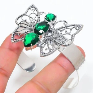Chrome Diopside Gemstone 925 Sterling Silver Jewelry Adjustable Cuff Bracelet - Picture 1 of 1
