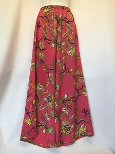 Peach Love Cream Floral High Waist Flare Leg Bell Bottom Pant 100% Polyester S - Picture 1 of 9