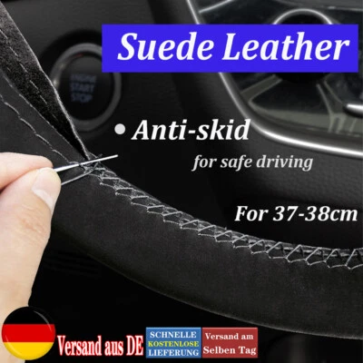 Lenkradbezug schwarz Echt leder 37-38cm zum Schnüren Lenkradhülle LenkradSchoner - Bild 1 von 4