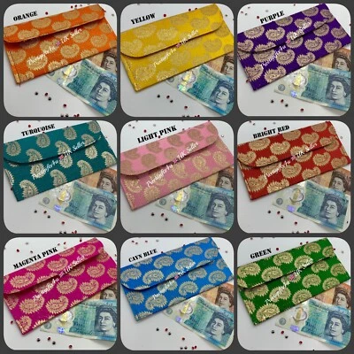 Silk Money gift Envelopes Shagun Salami Red Green Wedding gift Envelope wallets - Image 1 of 4