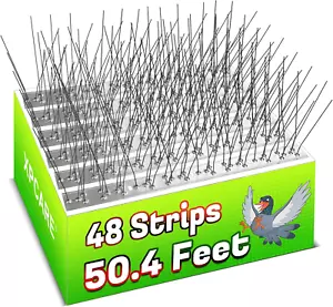 50.4 Feet Bird Spikes, Stainless Steel Bird Spikes Fence Spikes for Crow Robin P - Picture 1 of 12