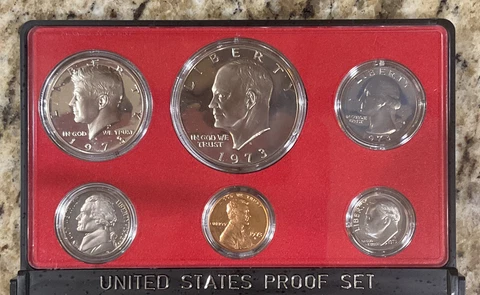 1973 Proof Set US Mint * 6 Coins * Eisenhower Dollar Great Gift  🔥🔥🔥 Cover