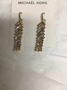 NWT Michael Kors Black Tie Affair Gold And Baguette Earrings GORGEOUS - Picture 1 of 2