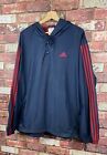 Adidas Mens 1/4 Button Hooded Training Jacket Large / Xl  Ls301