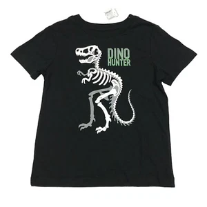 Jem Collective Boys Size 4 Dino Hunter T-Rex Skeleton Short Sleeve T-Shirt Black - Picture 1 of 7
