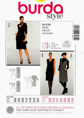 Burda 7482 Misses Dresses Sewing Pattern Uncut Size 10-22 - Image 1 of 3