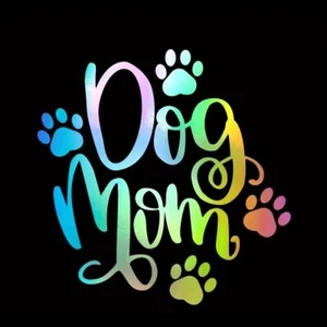 Colorful Dog Mom Car Decal Sticker Large Size - Picture 1 of 1