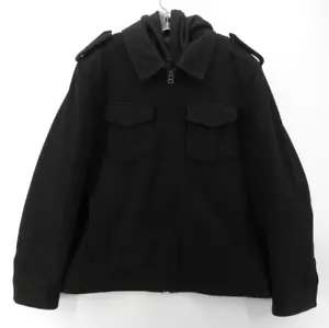 Structure Jacket Men XL Black Wool Blend Military Coat Removable Liner Heavy - Picture 1 of 13