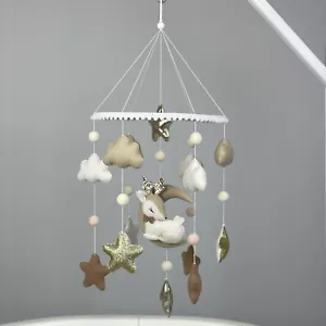 Nursery mobile neutral Woodland baby mobile deer Felt crib mobile New baby gift - Picture 1 of 8