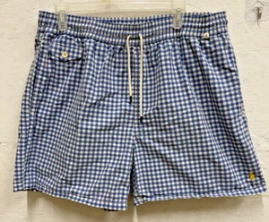 Polo Ralph Lauren Mens XXL 2XL Gingham Check 5in Swim Trunk Shorts Blue/White - Picture 1 of 8
