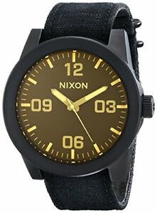 Nixon Black Dial Stainless Steel Leather Quartz Mens Watch A243-1354