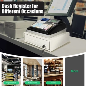 Caja registradora terminal POS cuadrada completa con impresora y cajón de efectivo, 48 llaves - Imagen 1 de 24