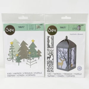 Sizzix Thinlits Winter Christmas Cutting Dies Forest Lantern Pine Trees NEW - Picture 1 of 5