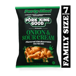Pork King Good Onion And Sour Cream Flavored Pork Rinds 7oz Family Size Bag - Picture 1 of 6