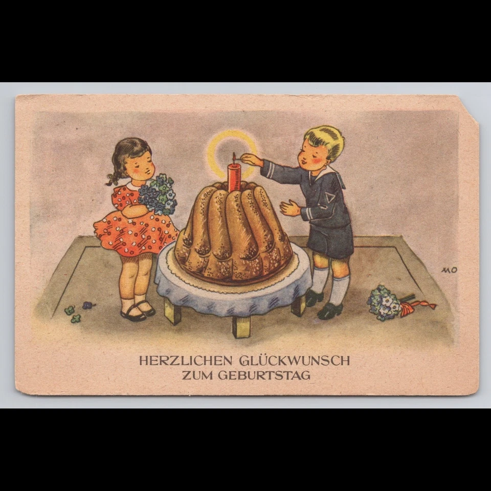 Vintage Postcard Jersey City New Jersey Birthday Greetings Unposted Scenic View - Image 1 of 4