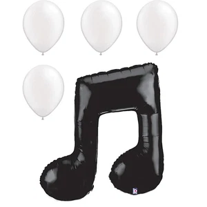 LOONBALLOON Music Balloons - 40inch MUSIC NOTE DOUBLE - BLACK with 4 Pearl White - Picture 1 of 1