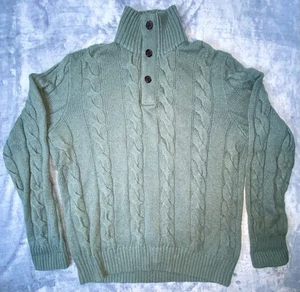 Polo Ralph Lauren Seide Kaschmir Pullover Herren M Wildlederbesatz Stehkragen Grün Freizeit - Bild 1 von 8